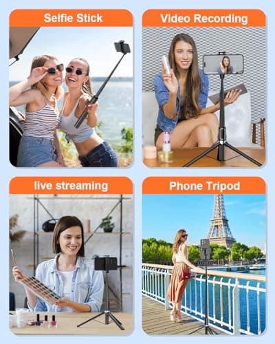 Selfie Stick,67 inch/1.7 Meter Selfie Stick Tripod,Gifts for Women Men,Portable Cell Phone Tripod Stand with Wireless Remote Shutter Compatible with iPhone 16e/16/15/14/13, Samsung Series(Black) 7