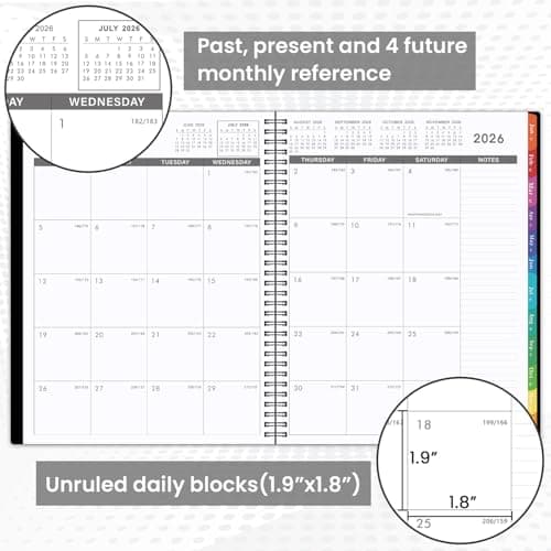 Monthly Planner 2026-2027 - JUL 2026 - DEC 2027 Planner/Calendar,18 Monthly Planner with Contacts & Passwords, 8.5" x 11" Planners 2026-2027, Colorful Tabs, Thick Paper, Black 3