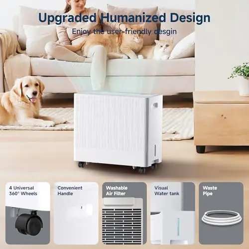 35 Pints Dehumidifier for Basement with Drain Hose,3000 Sq.Ft Dehumidifiers for Home,With 24-Hour Timer Function,Automatic Defrost,Multiple Dehumidification Modes,Suitable for Large Rooms 7