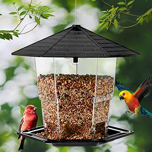 Jealoeur Bird Feeders for Outdoors Hanging Bird Feeder Wild Birds Seed, Black 2