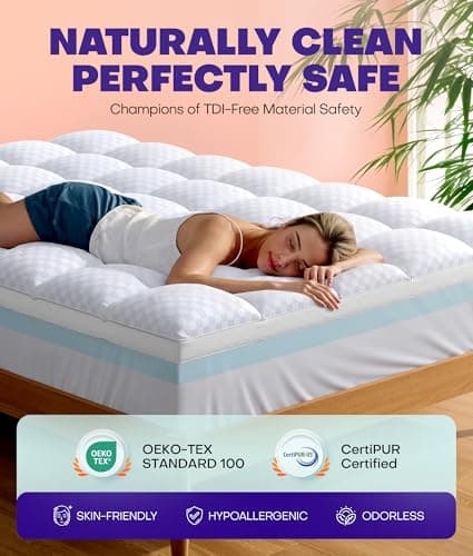 Dual Layer 4 Inch Memory Foam Mattress Topper for Pressure Relief with 4X Support, 2" Fluffy Pillow Top Queen Mattress Topper 50% Viscose Made from Bamboo Plus 2" Cooling Gel Memory Foam Mattress Pad 5