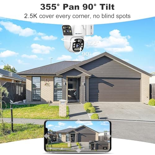 GENBOLT Solar WiFi Security Camera Outdoor Wireless, 8W 15600mAh Battery Powered Home Surveillance Cam CCTV with Dual View, Dual Lens Spotlight IP Cam with Color Night, PIR Detection 6