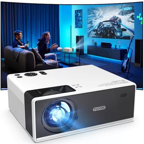 FUDONI Projector with WiFi and Bluetooth 4K Support, 300ANSI Outdoor Indoor Projector FHD 1080P Max 300" Display, Movie Video Home Theater Projector Compatible w/HDMI/USB/Phone/Laptop/TV Stick