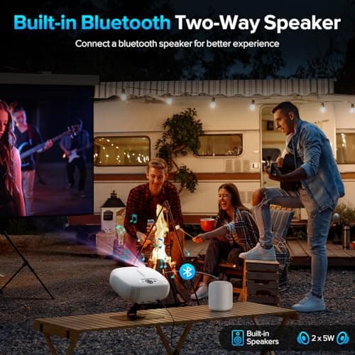 Projector, Smart Projector 1080P with WiFi and Bluetooth, Portable Projector with Apps Built-in and Projector Stand, Auto Focus & Keystone, Mini Movie Projector for Home Theater 8