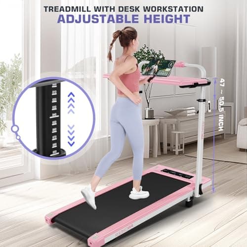 Walking Pad Treadmill with Desk Workstation,3.5 HP Foldable Treadmills with 15% Incline & Handle Bar,450lbs Capacity,2s Folding,Ultra-Quiet,Small/Compact Under Desk Treadmills for Home Ofiice 7