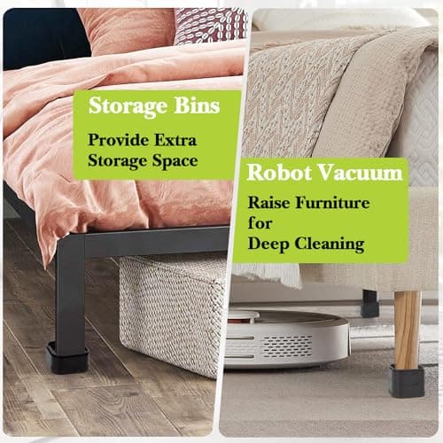 Yookwutar 4 Pack Furniture Risers 1 Inch, Adjustable Bed Risers Heavy Duty for Table Desk Couch Chair Sofa Cabinet Bed Legs Dorm, Square Stackable Bed Raisers Blocks Lift Height 1", 2" or 3", Black 5