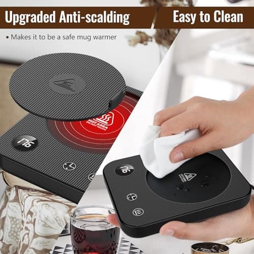 Mug Warmer, Coffee Mug Warmer with 3-Temp Settings, Auto Shut-Off Coffee Warmer, Anti-Scalding Waterproof Mug Warmer for Desk, Coffee Cup Warmer Display Status, Coffee Warmer for Desk for Coffee Milk 4