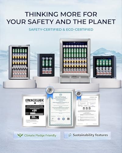 EUHOMY Beverage Refrigerator and Cooler, 128 Can Mini fridge with Glass Door, Small Refrigerator with Adjustable Shelves for Soda Beer or Wine, Perfect for Home/Bar/Office, Silver 9