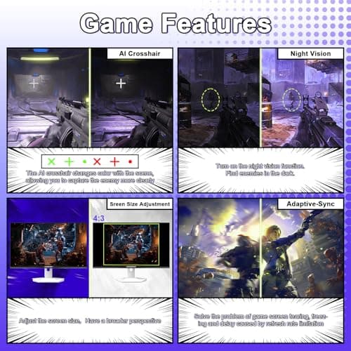 Amzfast 25 Inch White Gaming Monitor 320Hz/300Hz/240Hz, FHD 1080P 1ms Fast IPS Monitor, 12 Months Warranty Exchange (DP Cable) TÜV Rheinland Eye Care | AI Crosshair, Night Vision Function 7