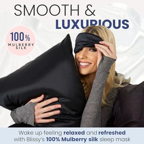 Blissy Silk Sleep Mask - Eye Sleeping Mask for Women & Men for Total Blackout - 100% Pure Mulberry Silk, 22 Momme 6a Fibers - Blindfold Sleep Mask Side Sleeper Eye Cover (Non Adjustable) 5