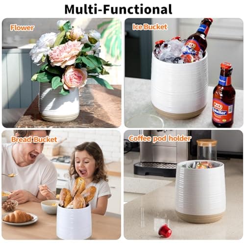 Officepal 6.8" Large Ceramic Kitchen Utensil Holder - Utensil Holder for Kitchen Counter, Modern Farmhouse Style Holder for Spoons, Spatulas & Cooking Tools (White) 6