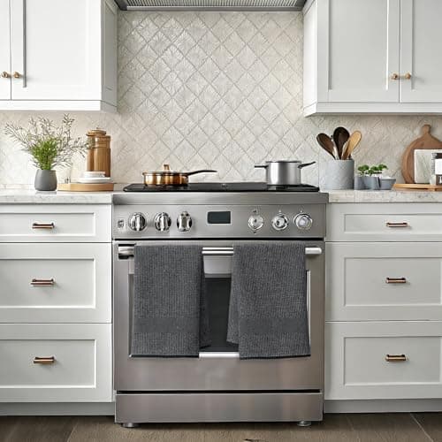 Mordimy Premium Kitchen Towels 6 Pack (18 x 28 Inches, Black), Large Cotton Kitchen Hand Towel, Flat & Terry Dish Towels for Drying Dishes, Super Absorbent Tea Dishtowels Set with Hanging Loop 7