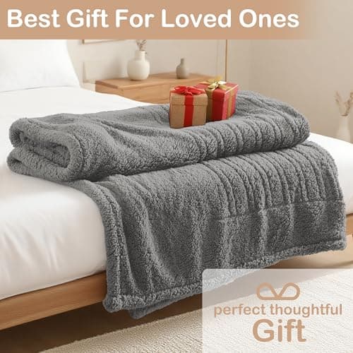 Eydna Electric Heated Blanket Full Size 72"×84" with 9 Heating Levels & 1-10Hs Auto Off，Double Sided Plush Sherpa, Energy Efficient, Machine Washable, for Couch & Bed, Light Gray 8