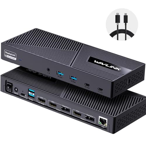WAVLINK USB-C Triple Monitor Docking Station for MacBook M1/M2/M3/M4/M5 & Windows – 100W PD, 3×HDMI/2×DisplayPort, 6x10Gbps USB Ports, Gigabit Ethernet, Ideal for Workstation & Home Office