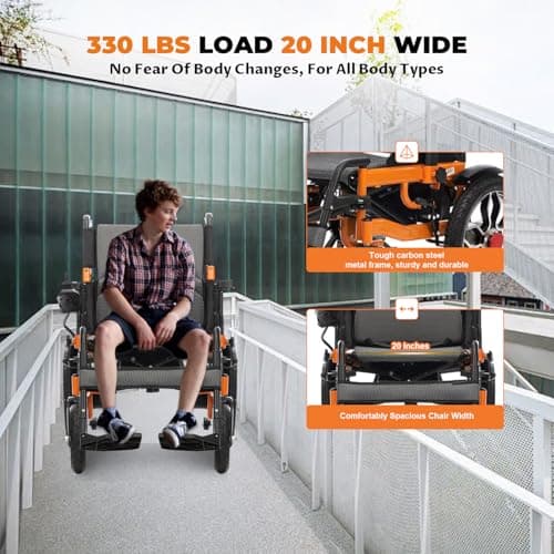 Foldable All Terrain Electric Wheelchair,Lightweight Electric Wheelchairs for Adults,20”Seat Width Motorized Wheelchair,Portable Travel Size Power Wheelchair,Design for Mobility-Airline Approved 7