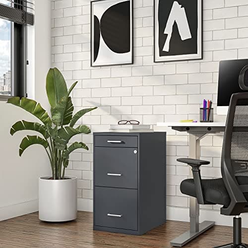 Staples 3-Drawer Vertical File Cabinet, Letter Size Documents, Lockable & Mobile, 18.9" D x 14.3" W x 26.8" H, Charcoal 8