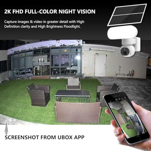 Sdstone Solar-Powered Floodlight Security Camera with Battery(64GB SD Storage) 1500LM Spotlight 2K 360° PTZ Wireless Outdoor, Color Night Vision, PIR Sensor, IP65, 2.4GHz WiFi - No Monthly Fees 7