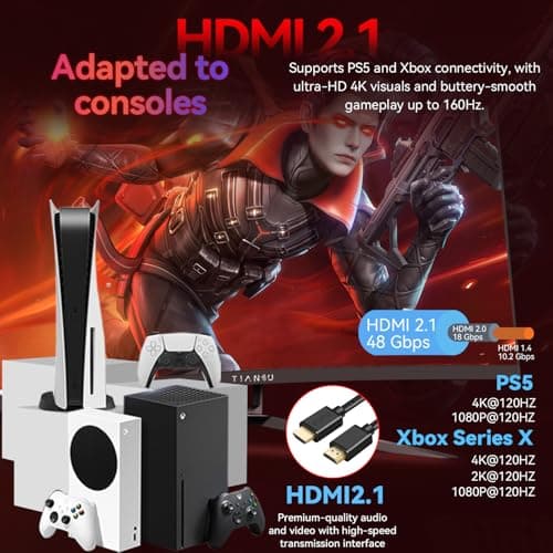 ETiansu 32Inch 4K Curved Monitor,160Hz UHD(3840 x 2160) Curved Gaming Monitor,1ms AMD FreeSync Premium,1500R,125% sRGB,95% DCI-P3,Monitor with Speaker,HDMI2.1,DP1.4,VESA 5