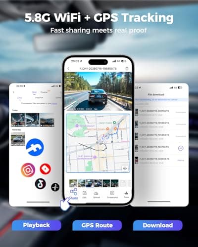 FREEXAR 4K 360° Dash Cam, 4-Channel Dash Camera for Cars, Full Coverage Front Rear Left Right Inside with GPS, 5.8GHz Wi-Fi & App, Night Vision, Voice Control, 24H Parking Mode, 128GB Card Included 7