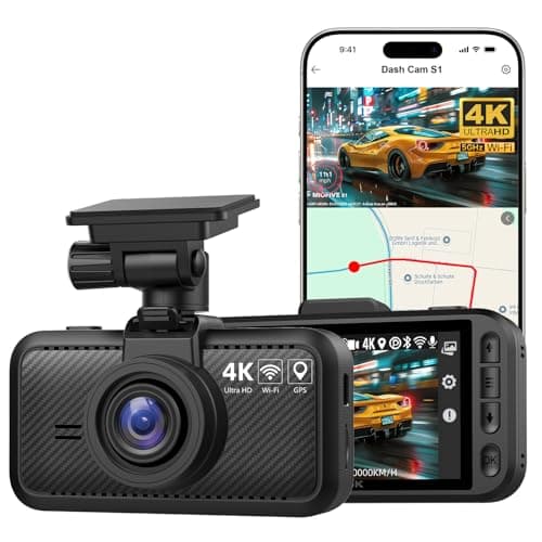 Miofive Dash Cam Front – 4K UHD Dash Camera for Cars, Built-in Bluetooth, 5G Wi-Fi, GPS, 3" IPS Screen, Night Vision, 140° Wide Angle, HDR, 24-Hour Parking Mode, G-Sensor(S1)