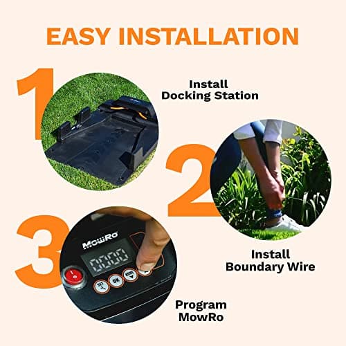 MowRo Robot Lawn Mower, Mows Up to 1/4 Acre, Updated 2025 Programming, Adjustable Cutting Height, Self Installation Kit Included, 50% Slope, Low Noise (65dBA) and Rain Sensor 7