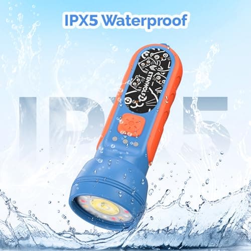 ETENWOLF L1 Rechargeable Flashlight for Kids,LED Flashlight with Fun DIY Stickers, 6 Light Modes, Adjustable Brightness, 1500mAh Battery, IPX5 Waterproof Flashlight for Camping, Home & Emergency 8