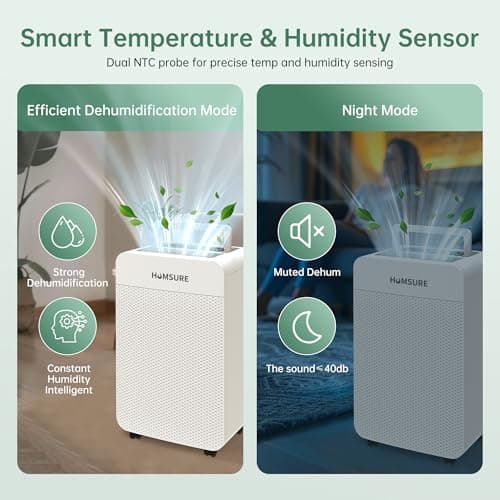 HUMSURE 4500 Sq. Ft 80 Pints Dehumidifier for Basement and Home, Bathroom, Bedroom, Equipped With Drainage Hose, Automatic Defrosting, 24-Hour Timer Function 9