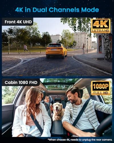 iiwey N7 3 Channel Dash Cam Front and Rear Inside 3K+1080P+1080P with 128GB SD Card, 5GHz WiFi, Rotatable Side Camera for Car, 24/7 Recording, IR Night Vision, G-Sensor, Parking Mode 8
