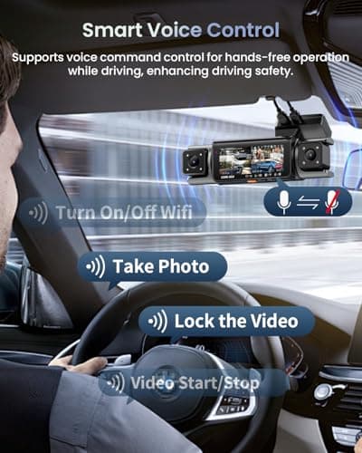 IIWEY 4 Channel Dash Cam 360° View, STARVIS 2 Front 2.7K Rear 2K Inside 1080P x2, 8IR LEDs Night Vision 3.0, PlateTag AI for Plate Clarity, 5GHz WiFi GPS, Voice Control, 24/7 Parking Mode, 128GB Card 5