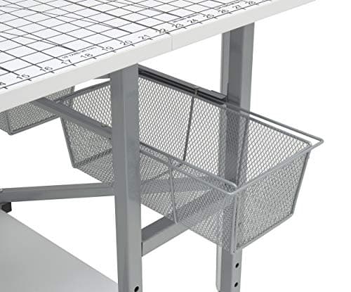 Sew Ready Foldable Hobby and Cutting Grid Table - 58.75" W x 36.5" D White Arts and Crafts Table with Grid Top and Silver Storage Drawers 8