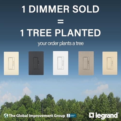 Legrand Toggle Slide Dimmer Switch for Dimmable LED/CFL/Incandescent Lights, Single-Pole/3-Way, No De-Rating, 300W,TSDCL303PTCCCV6, White/Light Almond/Ivory, 1 Count 5