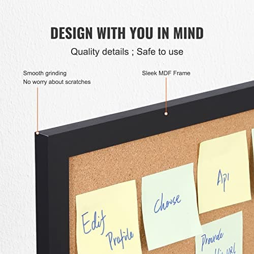VEVOR Cork Board for Office, 36'' x 24'' Bulletin Board for Wall, Push Pin Board with Framed for Office Home and School 5