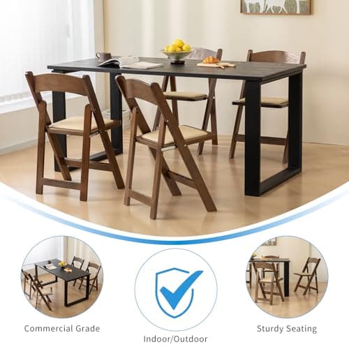 GTNSAFP Wooden Folding Chair with Soft Cushion, Simple and Stylish, Comfortable and Durable, Suitable for Weddings, banquets and Events, no Assembly Required, Classic-Fruitwood, Set of 4 7