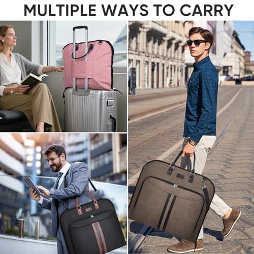 BALEINE Travel Garment Bag, Travel Suit Bag for Men, 42'' Waterproof Carry on Garment Bag for Hanging Clothes, Garment Duffel Bag for Travel Business (Pink) 6