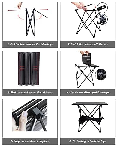 MSSOHKAN Camping Table Folding Portable Camp Side Table Aluminum Lightweight Carry Bag Beach Outdoor Hiking Picnics BBQ Cooking Dining Kitchen 6