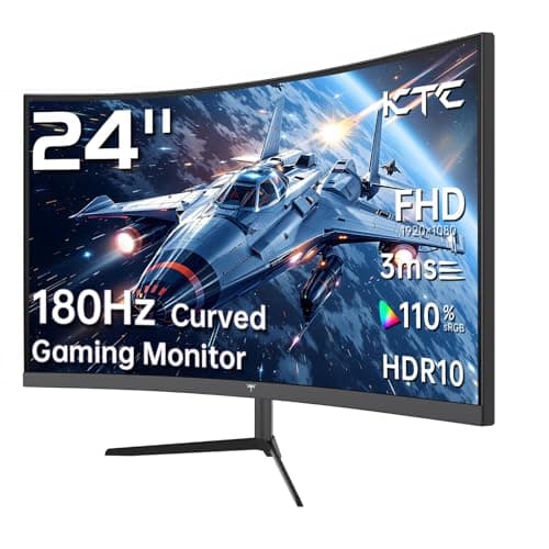 KTC 24 Inch 1500R Curved Gaming Monitor,180Hz 1ms FHD 1080p VA Monitor, Adaptive Sync, 110% sRGB, HDR Support, DisPlayPort/HDMI,Tilt, VESA for Gaming Home Office Business PS5 PC Monitors