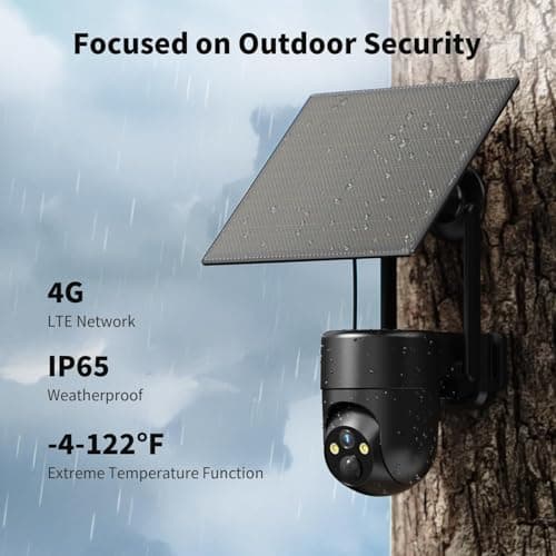 ELYSOO 4G LTE Cellular Security Camera, No WiFi Security Camera Outdoor Wireless with 360°Full View, Unlimited Data Plan, 2K Color Night Vision, Motion Alert, Built in SIM Card 6