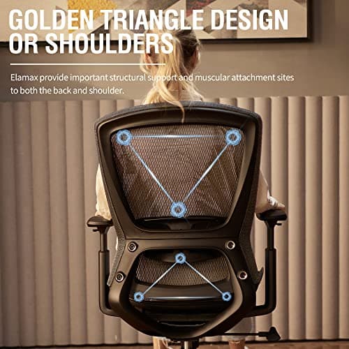 ELABEST T96 Mesh Office Chair,Ergonomic Computer Desk Chair,Sturdy Task Chair- Adjustable Lumbar Support & Armrests,Tilt Function,Comfort Wide Seat,Swivel Home Office Chair 5