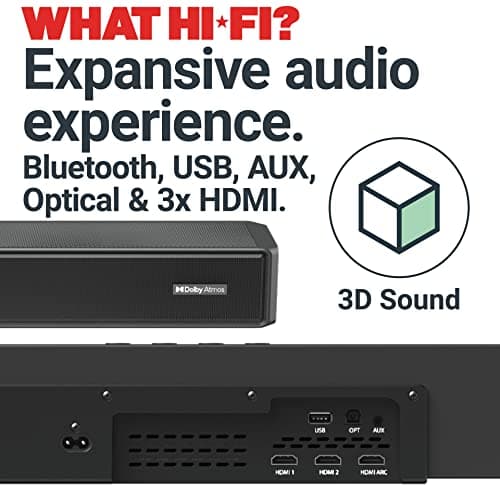 Majority Sierra 2.1.2 Dolby Atmos Soundbar with Wireless Subwoofer I 400W Powerful Sound Bar for TV | Home Theatre 3D Audio with Up-Firing Atmos Speakers | HDMI ARC, Bluetooth, USB & AUX 5