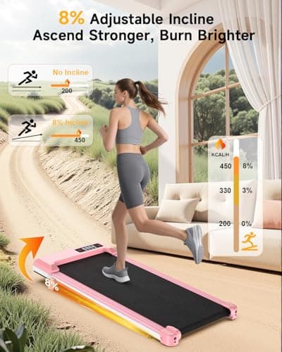 Walking Pad with Incline,Treadmill Pad 2.5 HP Quiet Under Desk Treadmills 8% Incline,330 lb Capacity Portable Walking Pad for Home and Office Walking Low Noise 7