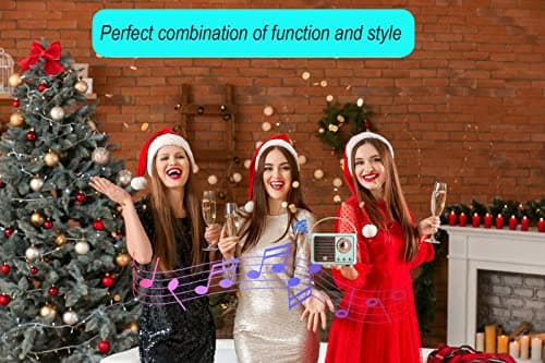 Dosmix Retro Bluetooth Speaker, Vintage Decor, Small Wireless Bluetooth Speaker, Cute Old Fashion Style for Kitchen Desk Bedroom Office Party Outdoor,Birthday Gifts for Women Teenage 6