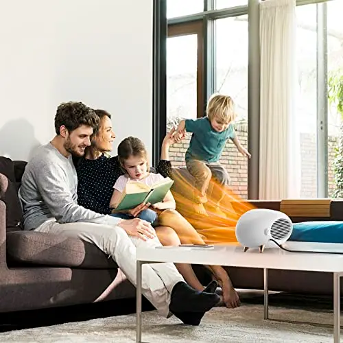 PRSOOY Desk Heater,600W Energy Efficient Small Desk heater for Indoor Use,PTC Fast Heating Ceramic Space Heater for Bedroom Home Office Indoor Use(White) 5