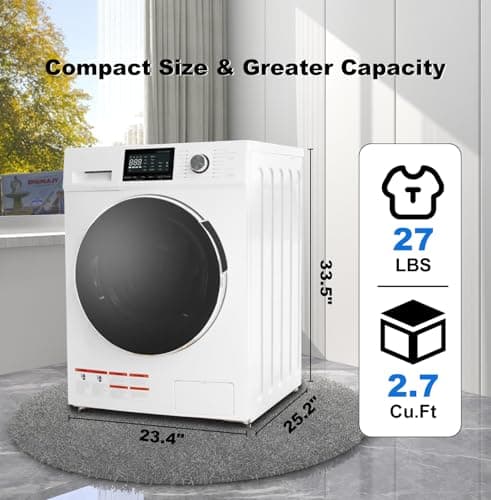 Ventless Washer Dryer Combo 2.7 cu.ft, 24" All In One Washing Machine And Dryer 2-In-1 120V For Apartment RV, 26.7 LBS Load With 16 Laundry Program, LED Display, Low Vibration, UL Verified 6
