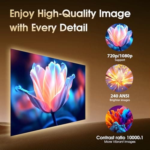 Mini Projector 2025 Upgraded Dual Control 1980x1080P 4K Support Portable Video Projector WiFi 6 BT5.2 180° Keystone Compatible with TV Stick/Memory Stick/Smartphone/USB/Laptop, Dark 5