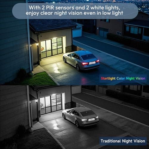 2.4G/5G WiFi Camera for Home Security with Double Solar Panels, 2K Solar Security Camera Wireless Outdoor, Color Night Vision, 2-Way Talk, Spotlight, Siren,IP66, Cloud/SD, AI Detection, Works w/Alexa 4