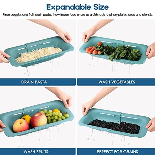 Collapsible Colander Kitchen Extendable Strainer Fruits Vegetables Noodle Pasta Food Drain Basket Space-Saver Portable Drainer Over Sink (1, 3#Grey) 6