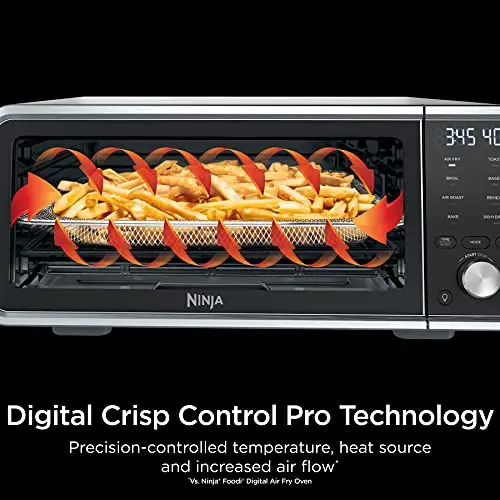 Ninja SP201/FT205CO Digital Air Fry Pro Countertop 8-in-1 Oven with Extended Height, XL Capacity, Flip Up & Away, Basket, Wire Rack Crumb Tray, Silver, Black (Renewed) 5