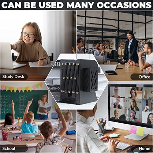 Auxu Adjustable Desk Storage Bookends with Pen Stand Holder – 2-in-1 Bookend and Pen Stand – Telescopic Design – Expands Up to 20” – Multipurpose and Versatile – Desktop Accessory 7
