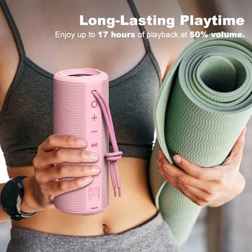 MIATONE Boombox Outdoor Portable Bluetooth Speaker Waterproof Wireless Speakers Gifts for Women Mothers Mom Wife Her - Pink 6