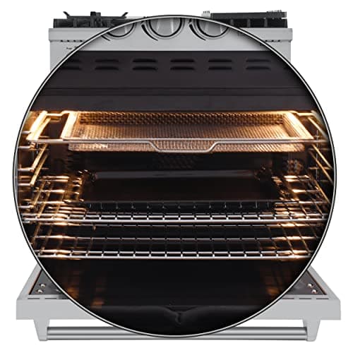 FORNO Lazio Dual Fuel 30″ Inch. Gas Range Electric Oven Freestanding 5 Sealed Burners 69,500 BTU Stove-Top Output, Electric Oven Includes Air Fryer and Griddle 6